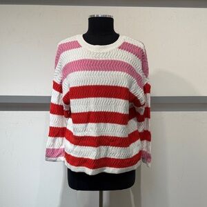 Tribal Red and Pink Striped Sweater